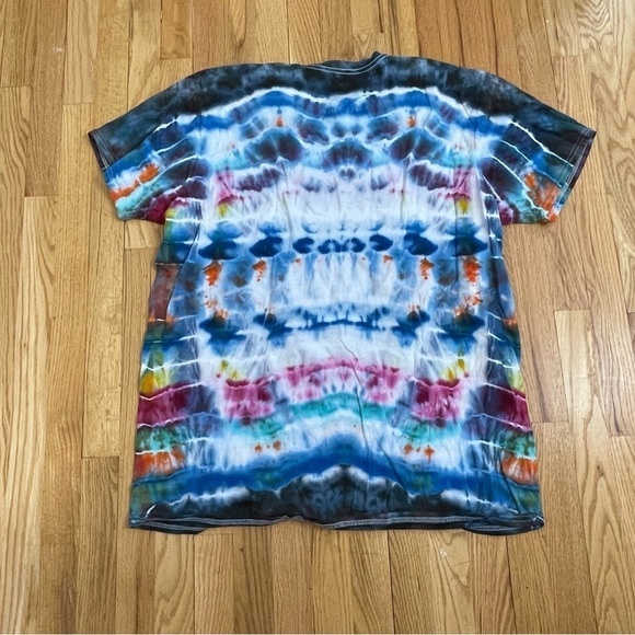 Hand tie dyed tshirt cosmic egg psychedelic kaleidoscope vneck 2XL blue - Picture 4 of 6